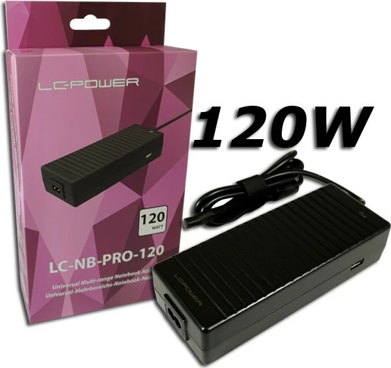 Adapter rryme LC-Power LC NB Pro 120, 120W, për laptop, i zi