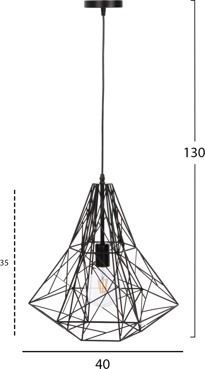 Llambë varëse tavani, kapak metali i zi, FH4068, 40x35x130H cm