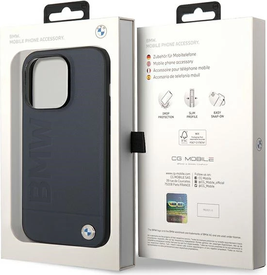 Mbështjellës BMW BMHMP14XSLLNA për iPhone 14 Pro Max 6.7", lëkurë, MagSafe, navy