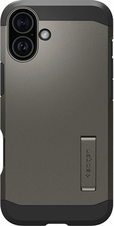 Mbështjellës Spigen Tough Armor Mag për iPhone 16, MagSafe, qëndrim i integruar, rezistencë MIL-STD, gunmetal