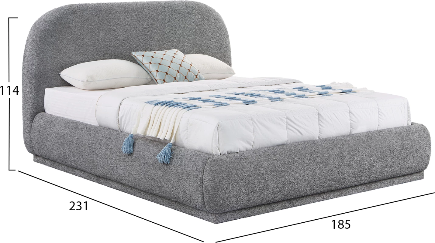 Krevat dopio me hapësirë për depo, stof chenille gri, NOCTIS CD726.01, dyshek 160x200cm