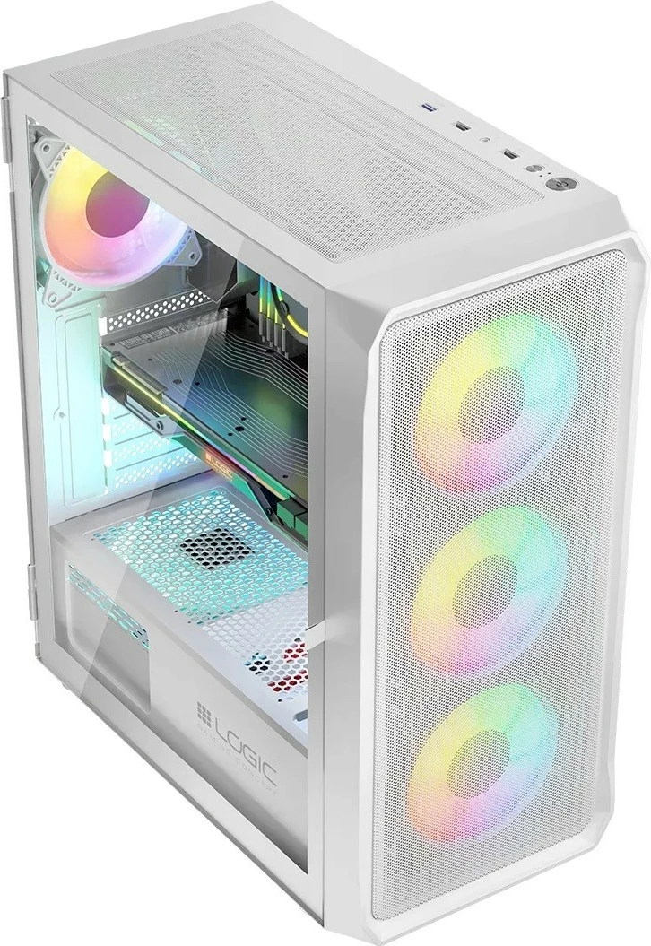 Kasë PC Logic Concept Portos ARGB Midi Tower, ATX/Micro ATX, x4 ARGB, panel anësor xham i kalitur, USB 3.0, White