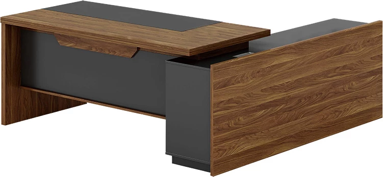 Tavolinë zyre qoshe e majtë Oscar, ngjyrë arre-antracit, 200x180x76cm