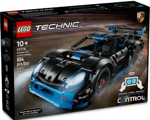 Set ndërtimi LEGO Technic Porsche GT4 e-Performance Racing Car 42176, 834 pjesë, i zi/blu