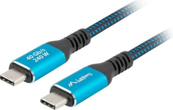 Kabllo USB-C Lanberg CA-CMCM-45CU-0015-BK, USB4, 1.5m, 240W, 40Gb/s, zi-blu