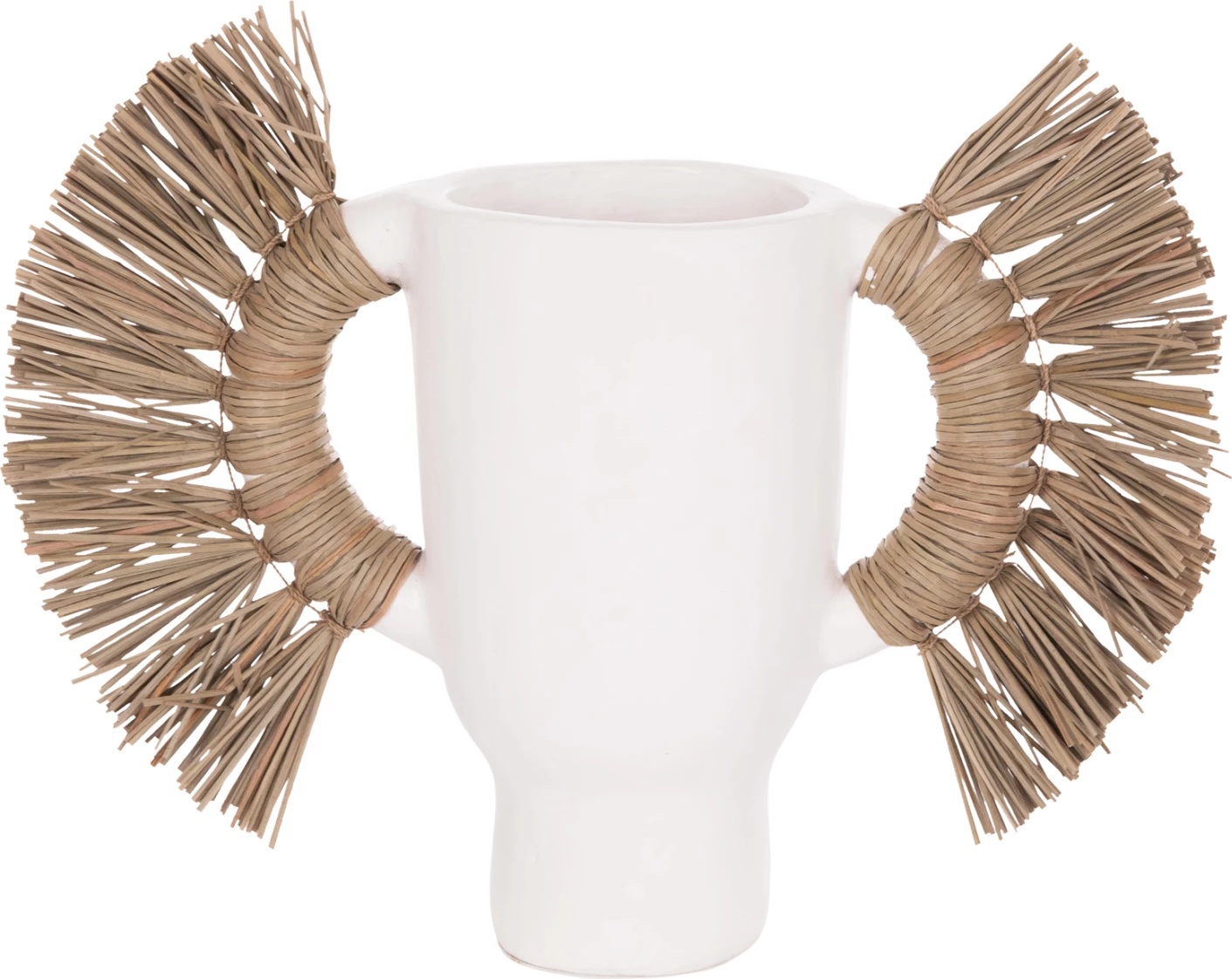 Vazo dekorative tavoline ALICA, terrakotë e bardhë, me bar, FH4668.02S, 55x19x34cm