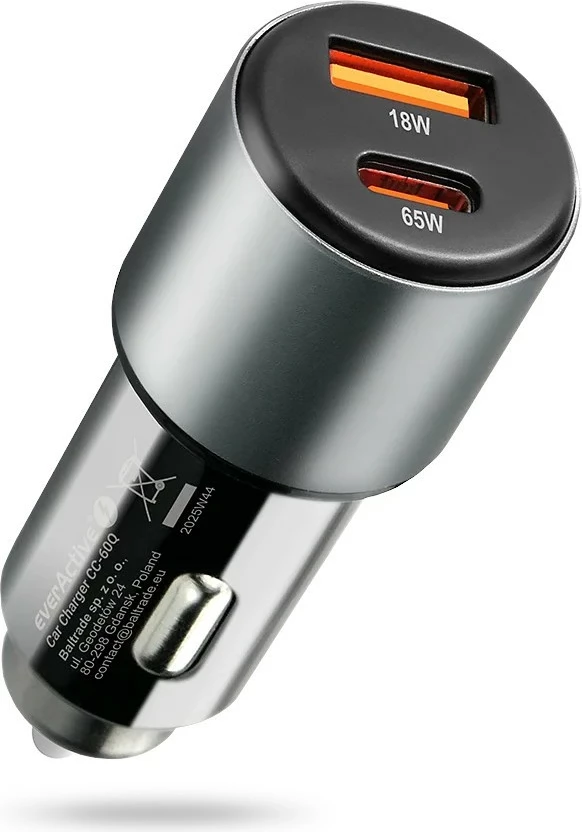 Karikues makine, everActive CC-60Q, 83W USB-C PD 65W + USB QC3.0 18W, 1x USB + 1x USB-C, e zezë