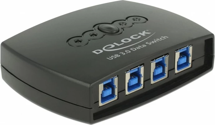 Switch USB DeLOCK 87724, 4 porte, USB 3.0, plastikë, zi