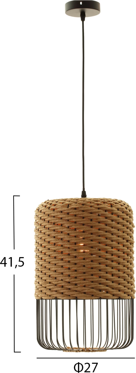 Llambë varëse tavani, FH4340, ngjyrë bezhë rëre, kornizë metalike e zezë, Φ26x40-120Hcm