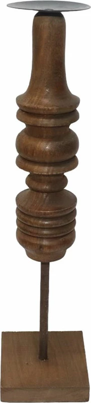 Mbajtës qirinjsh HIPPO, dru natyral, metal, 10x10x40 cm