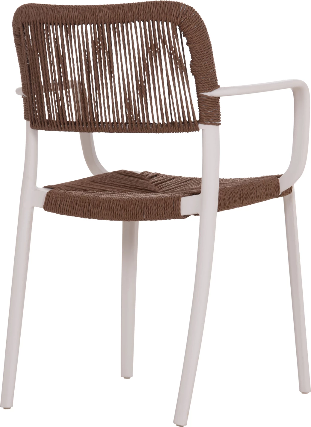 Karrige për tavolinë për terasë STRIDER, kornizë e bardhë, litar kafe, FH6391.01, 57x53x80cm, set prej 5 copash