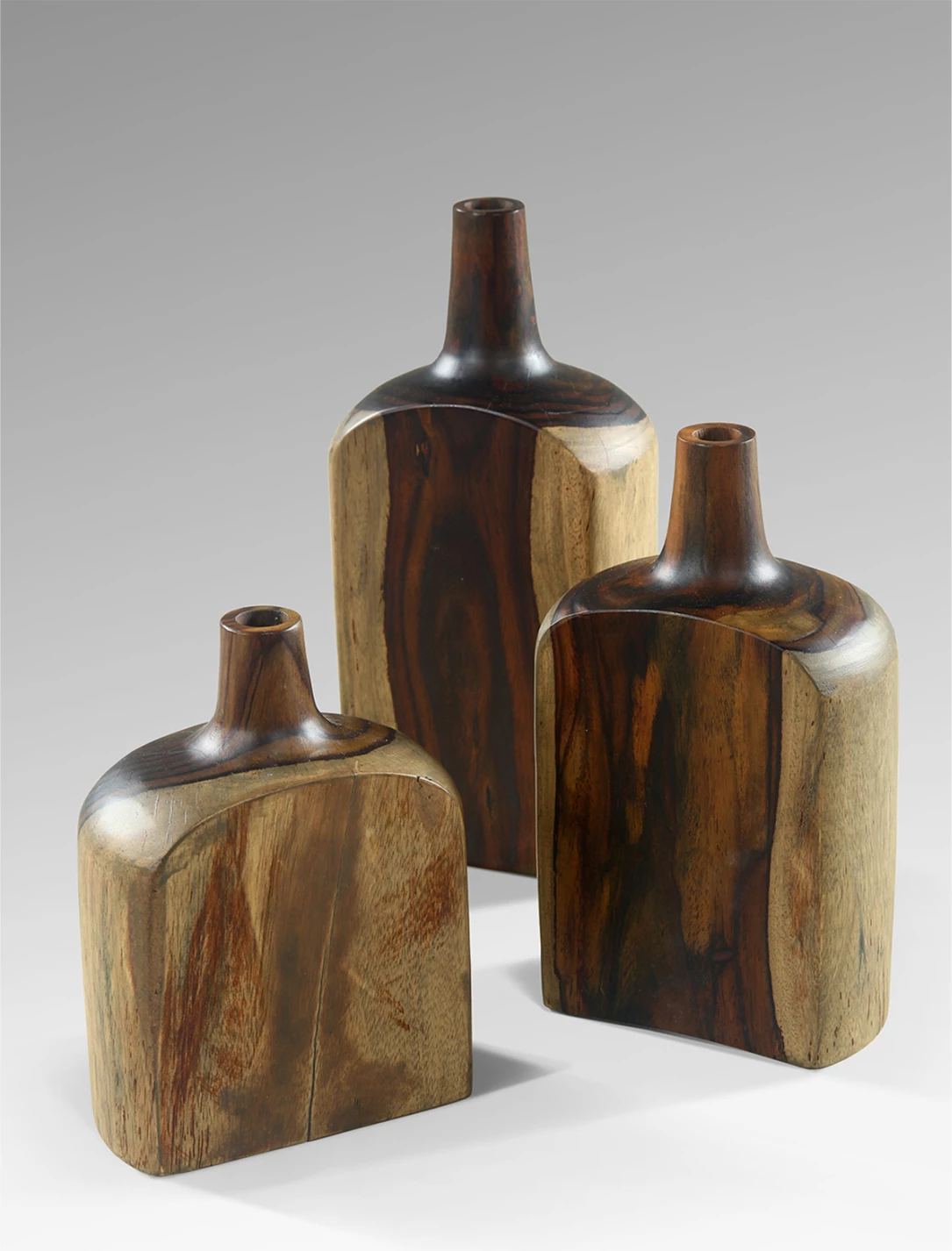 Shishe dekorative 3 copë, dru tik, ngjyrë arre, FH7716