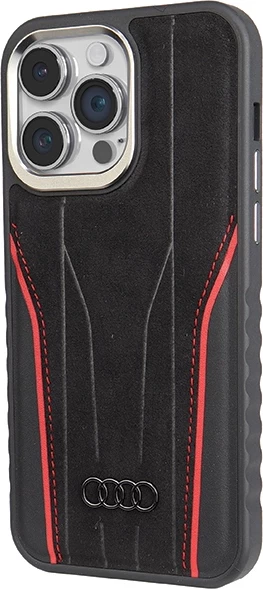 Mbështjellës Audi Genuine Leather me MagSafe për iPhone 15 Pro Max, zi e kuqe