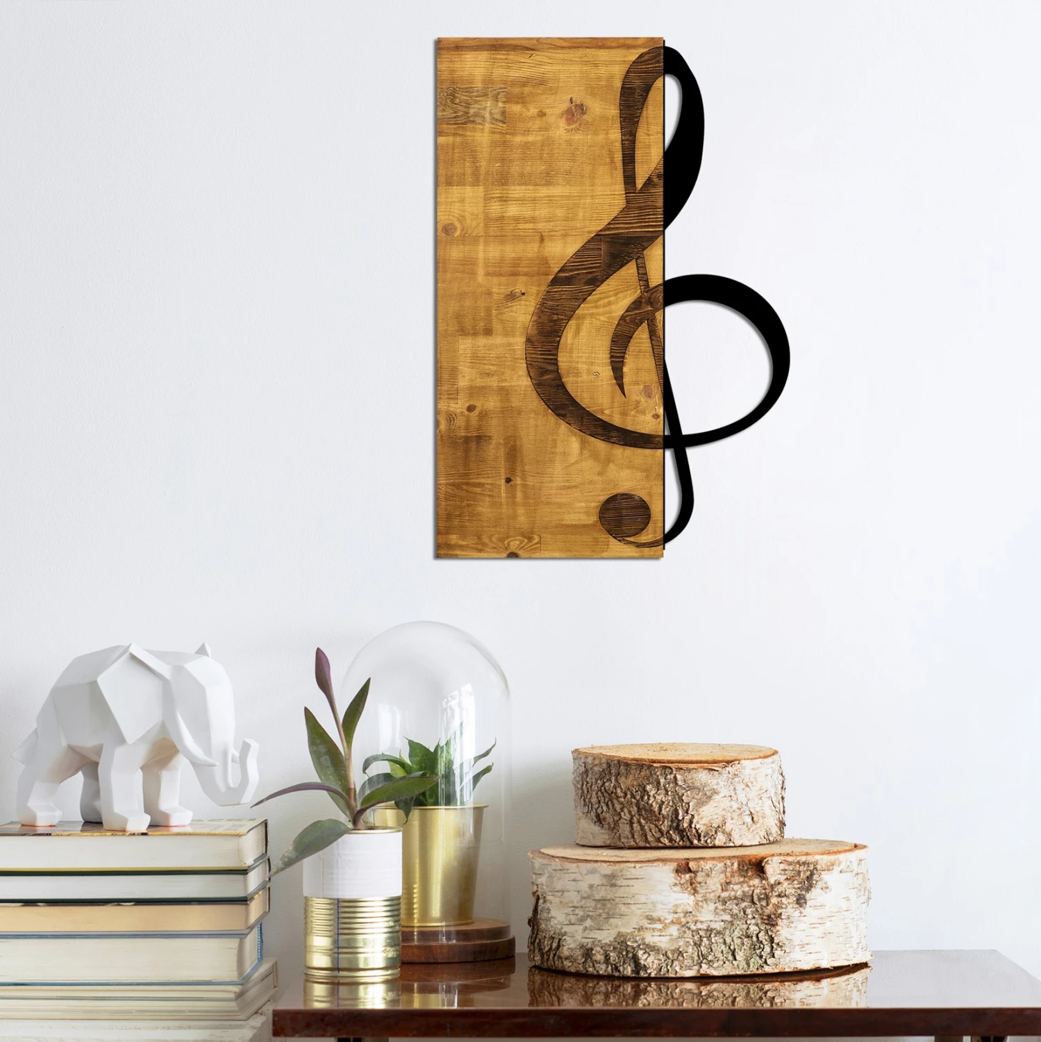 Dekorim muri prej druri me çelës metalik të zi FH7222 39x58 cm