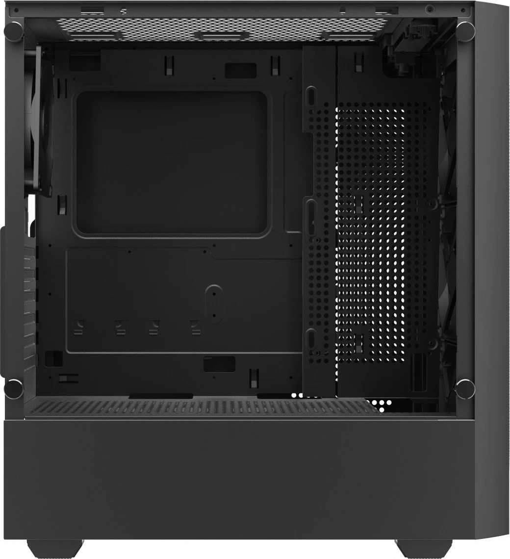 Kasë, Savio NOCTIS FLOW X1, Midi Tower ATX, 4x120 mm PWM, xham i temperuar, rrjetë frontale, e zezë