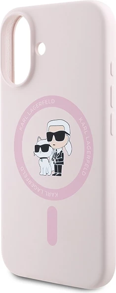 Mbështjellës Karl Lagerfeld Silicone KC Heads Ring MagSafe për iPhone 16 Plus, Rozë