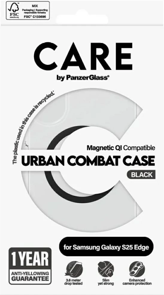 Mbështjellës PanzerGlass CARE Urban Combat për Samsung Galaxy S25 Edge, Transparent
