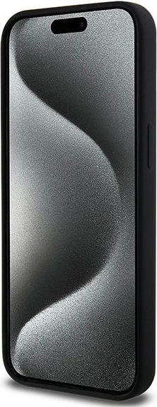 Mbështjellës DKNY Liquid Silicone me logo të bardhë, MagSafe, për iPhone 15 Pro Max, zi