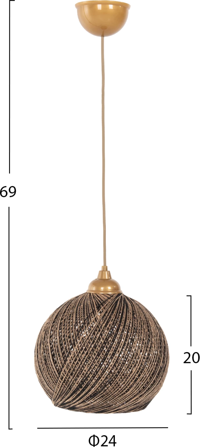 Llambë varëse tavani për brenda, litar i thurur, ari dhe zi, FH1, D24x69 cm