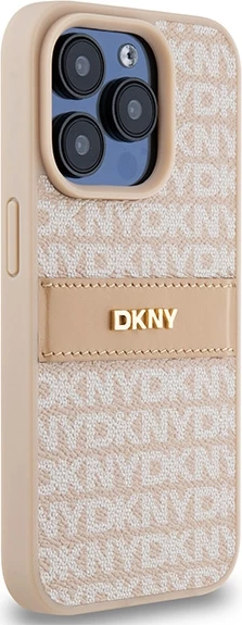 Mbështjellës DKNY Mono Stripe & Metal Logo për iPhone 15 Pro, Rozë