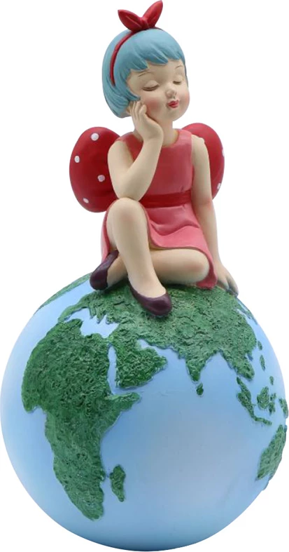 Figurë dekorative Travel Girl, shumëngjyrëshe, 13x13x25 cm