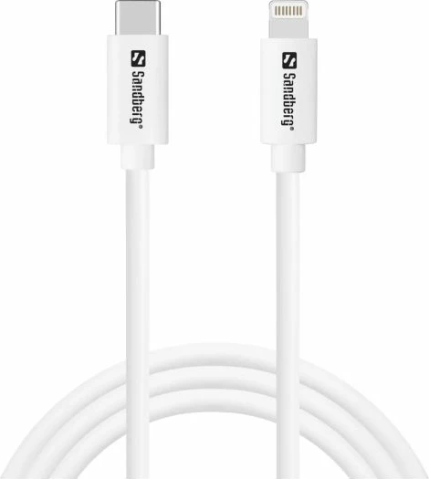 Kabllo karikimi USB-C në Lightning SANDBERG 136-58, 1 m, MFi, e bardhë