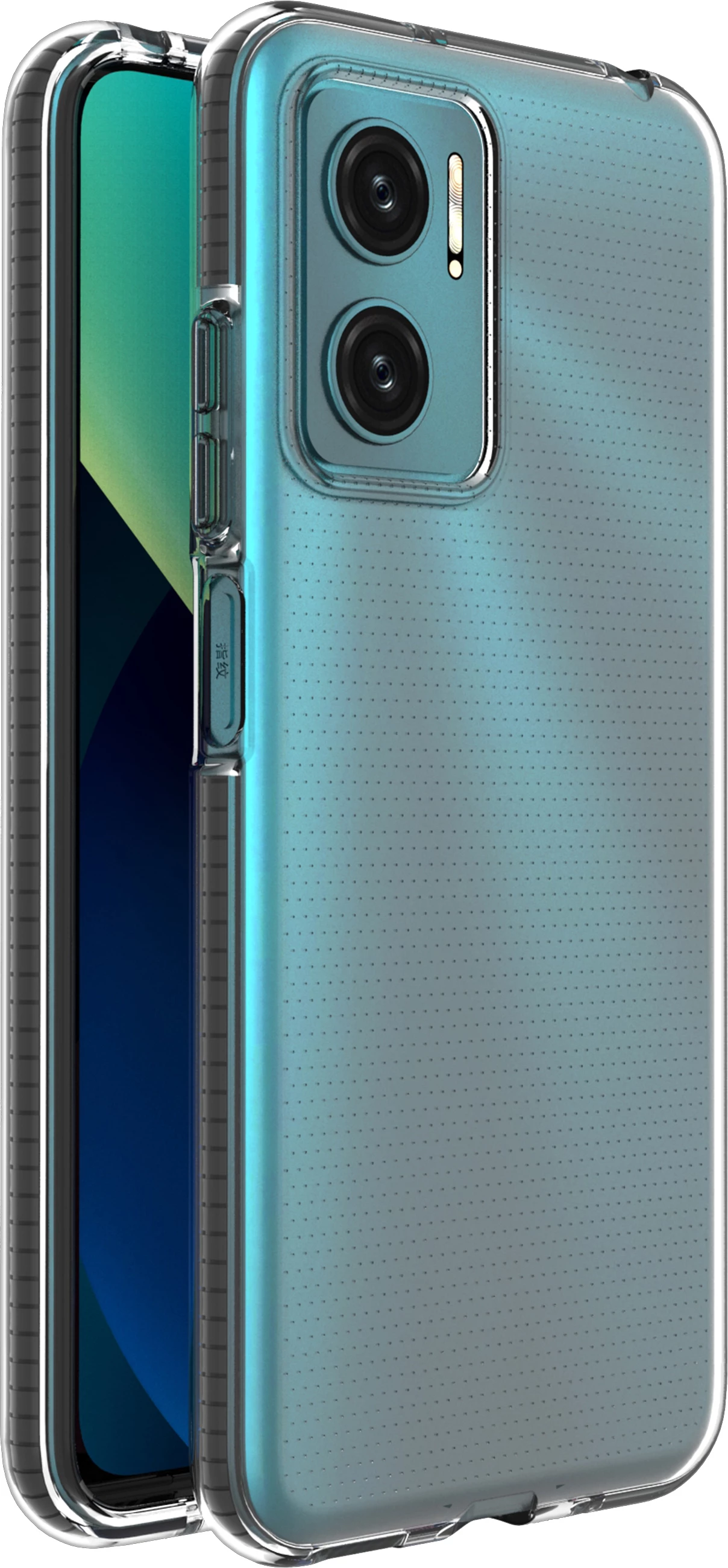 Mbështjellës Hurtel Spring Case për Xiaomi Redmi 10, TPU, i hollë, Transparent me kornizë të zezë