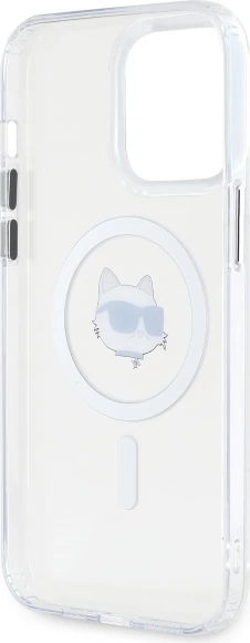 Mbështjellës Karl Lagerfeld IML Metal Choupette Head MagSafe për iPhone 13 Pro, Bardhë