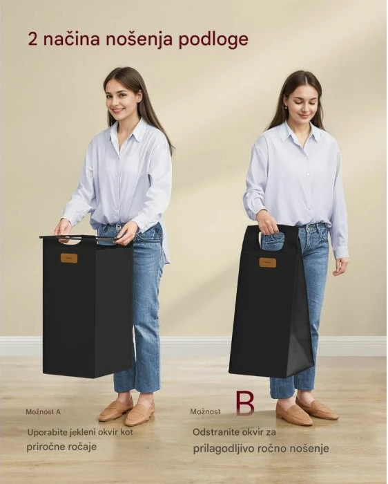 Shportë rrobash VASAGLE BLH203B01 150L me 4 ndarje (2x25L + 2x50L), karrocë me rrota dhe rafte, 98.6×33×80.5 cm, kafe gështenjë/zi/gri