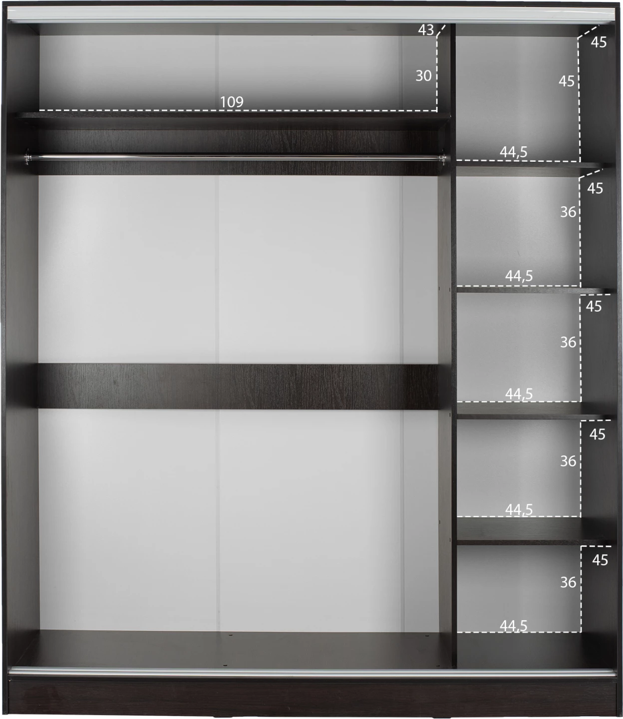 Dollap dy-leafësh, dyer rrëshqitëse, pasqyrë, ngjyrë wenge, FH2434.02, 160x60x210H