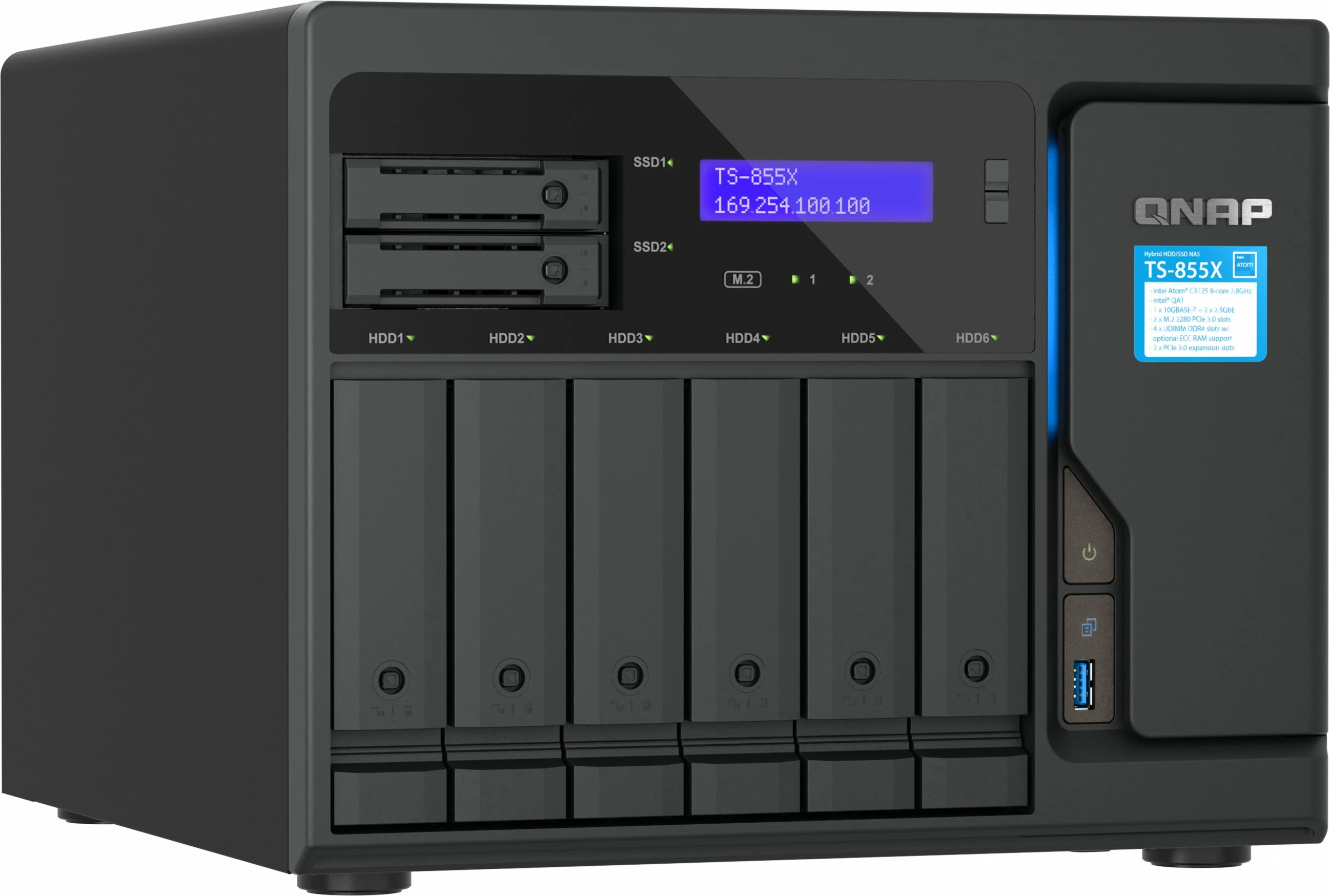 NAS QNAP TS-855X-8G, 8 bay, Intel Atom C5125, 8GB DDR4, e zezë