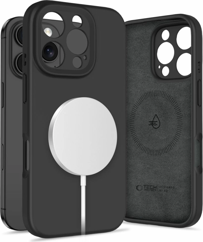 Mbështjellës Tech-Protect Liquid Silicone MagSafe për iPhone 16 Pro, Zi