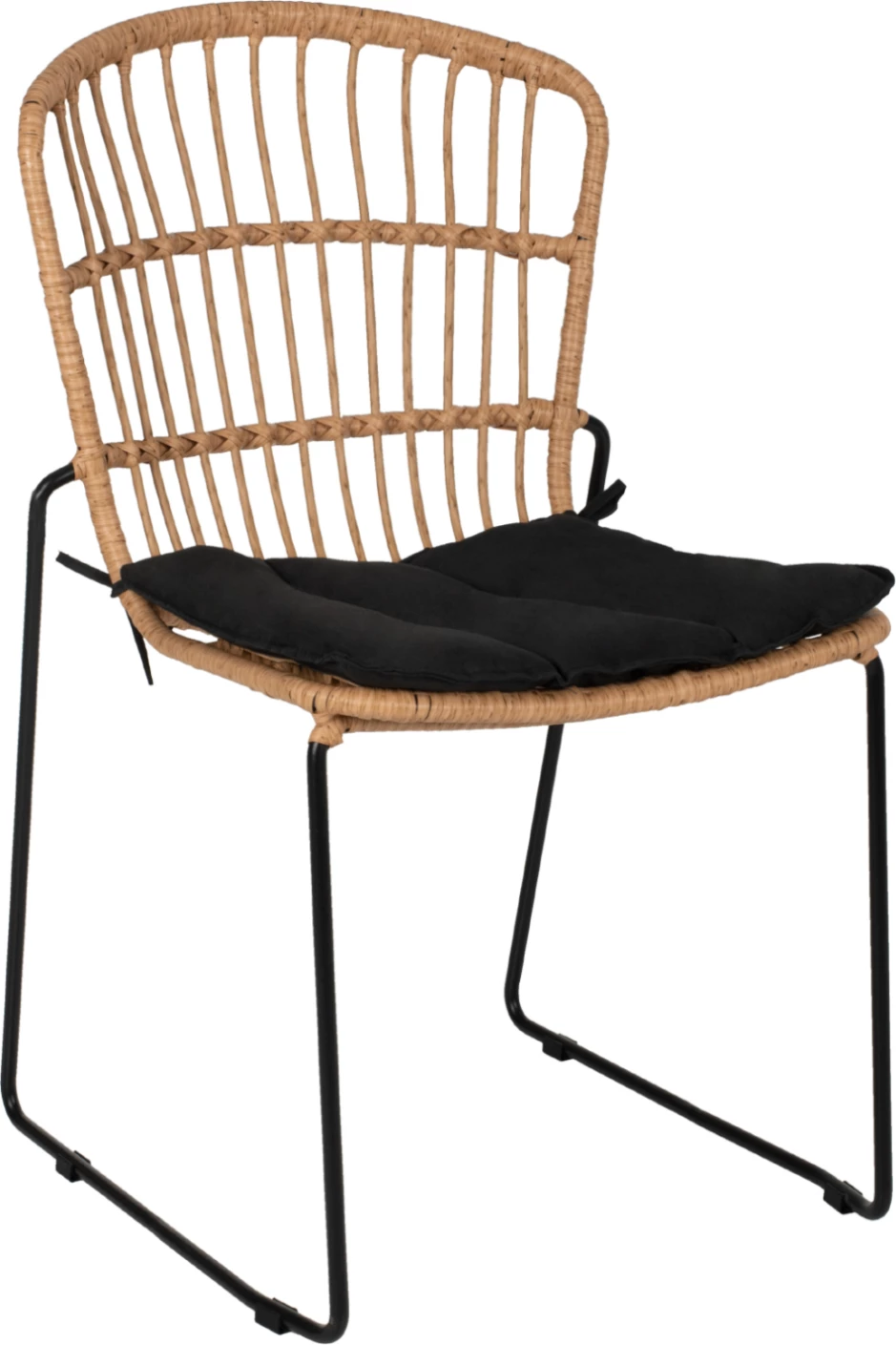 Karrige profesionale metalike, jastëk i zi, rattan natyral, 51.5x58x86 cm, FH5866.01