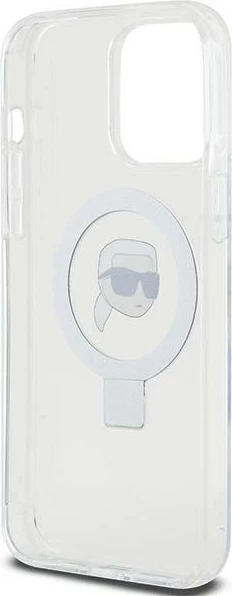 Mbështjellës Karl Lagerfeld KLHMP15XHMRSKHH për iPhone 15 Pro Max 6.7", Ring Stand Karl Head, MagSafe, Bardhë