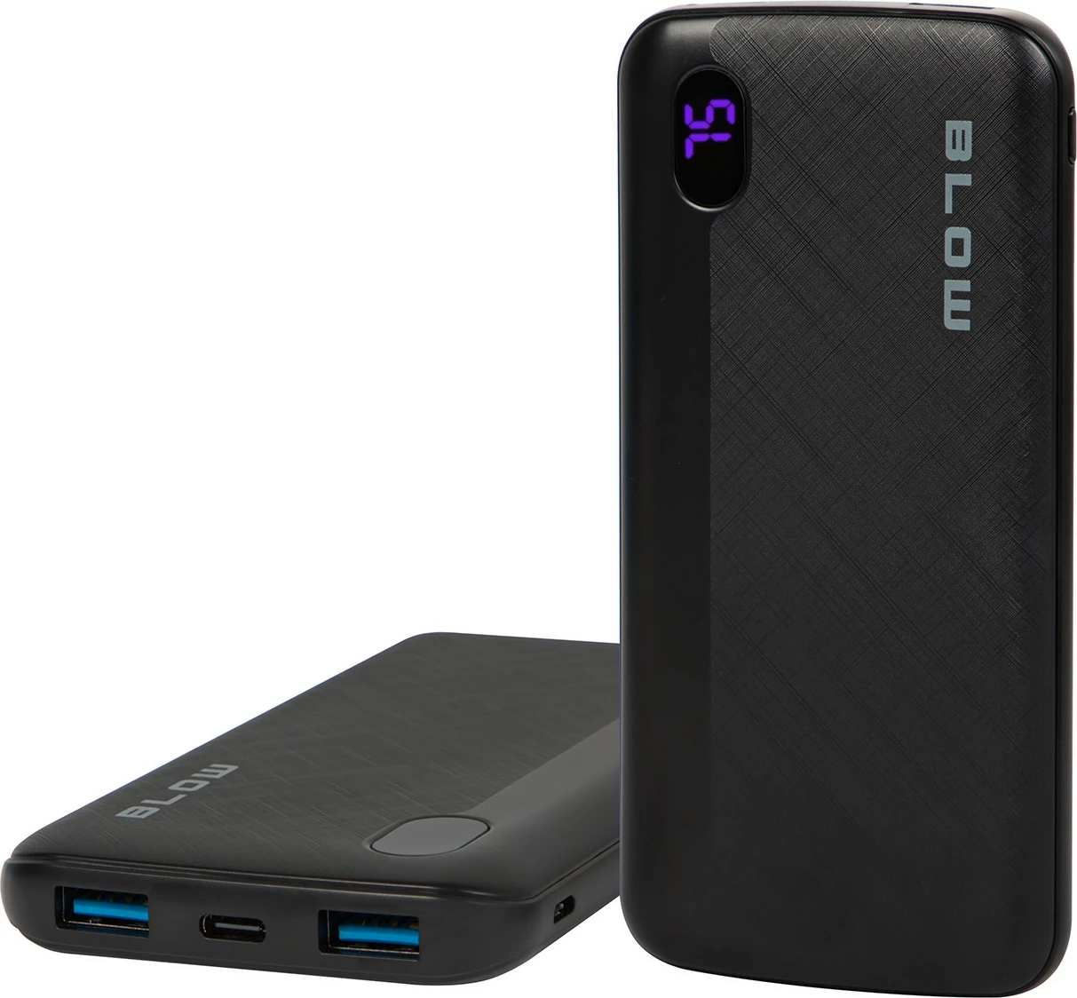 Powerbank, BLOW, PB10B, 10000mAh 20W PD/QC 3.0 me 3 porta (2x USB-A, 1x USB-C) me ekran tregues, e zezë