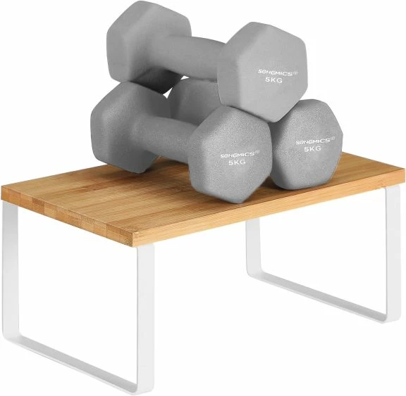 Organizues rafte kuzhine SONGMICS KCS02NW, i zgjatshëm, bambu & metal, 2 copë, zi/natyrale