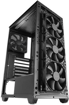 Kasë TACENS MARS MC-PMAX midi tower ATX me 4x 120mm FDB fan, xham i temperuar, pa PSU, e zezë