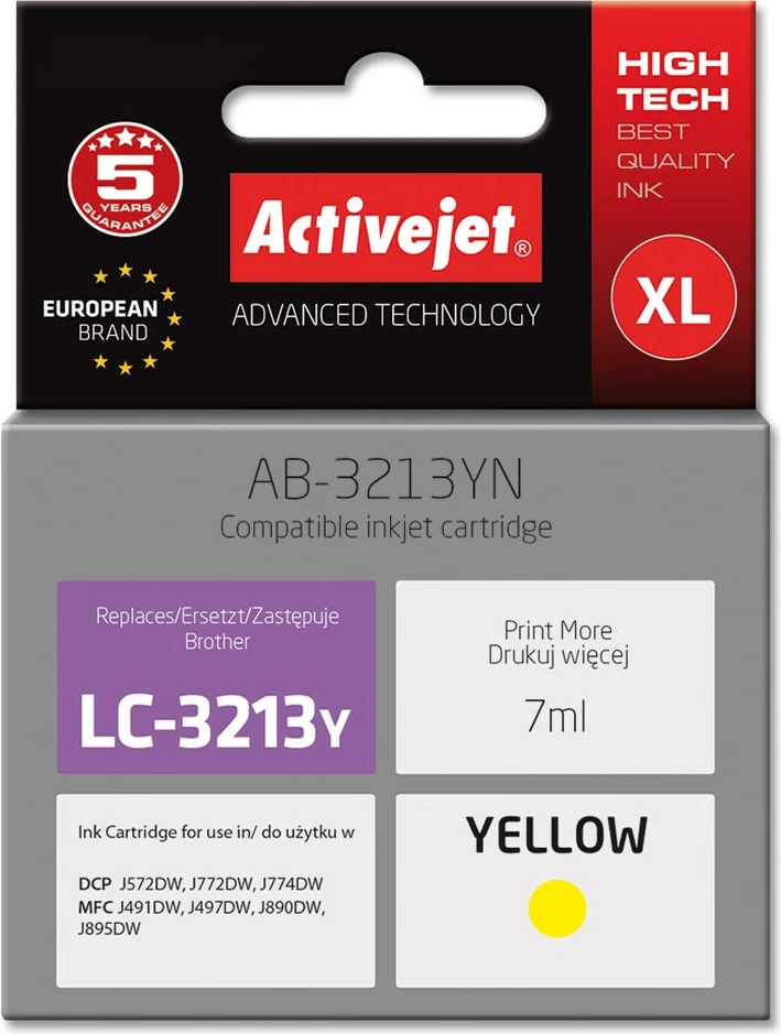 Ngjyrë zëvendësuese Activejet AB-3213YN për printer Brother LC3213Y, 7ml, e verdhë