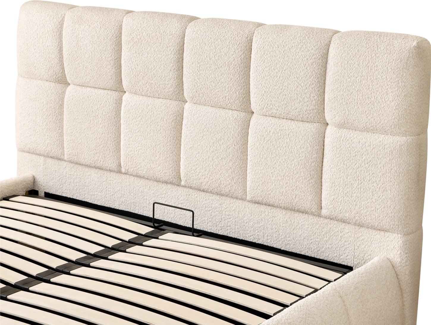 Krevat dopio EDDY, boucle bezhë, me hapësirë për depo, FH731.03, për dyshek 160x200cm