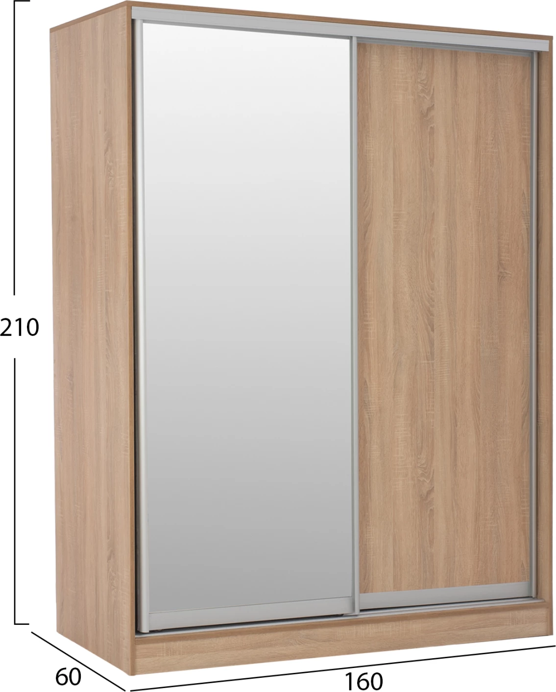 Dollap me dyer rrëshqitëse me pasqyrë, sonama, FH2434, 160x60x210 cm