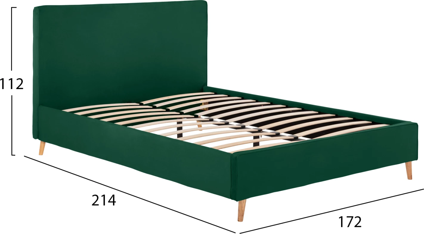 Krevat INDRA, kadife jeshile selvi, për dyshek 160x200 cm