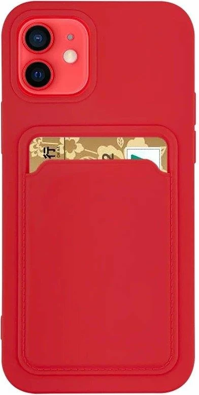 Mbështjellës silikoni Hurtel për Xiaomi Redmi 10X / Redmi Note 9, me xhep për kartela, Kuq