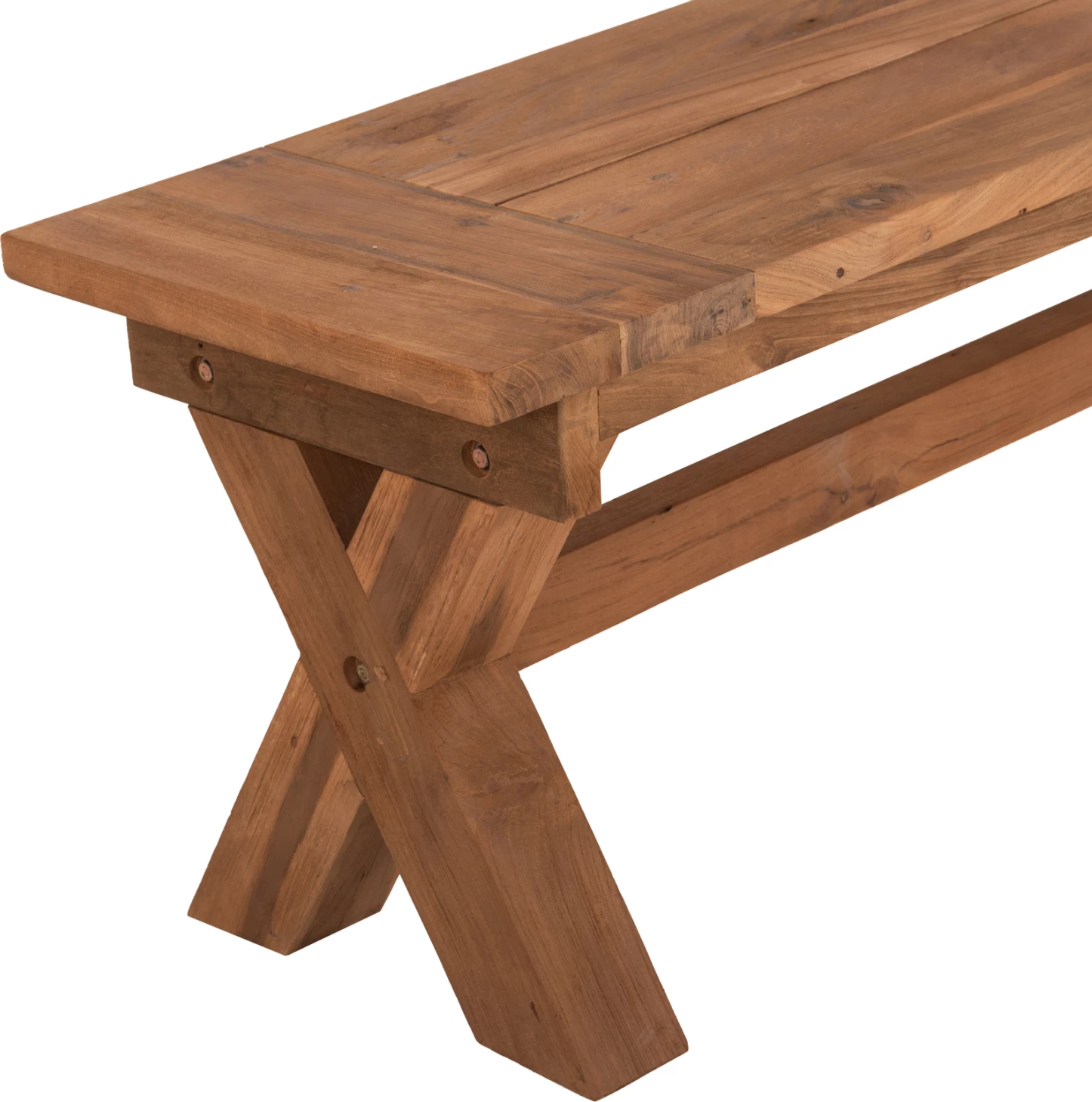 Stol për jashtë, dru TEAK i ricikluar, ngjyrë natyrale, 220x40x45H cm