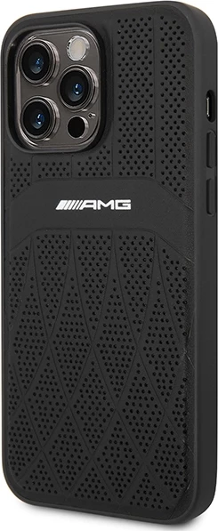 Mbështjellës Mercedes AMG AMHMP14XOSDBK për iPhone 14 Pro Max 6.7", lëkurë, MagSafe, zi