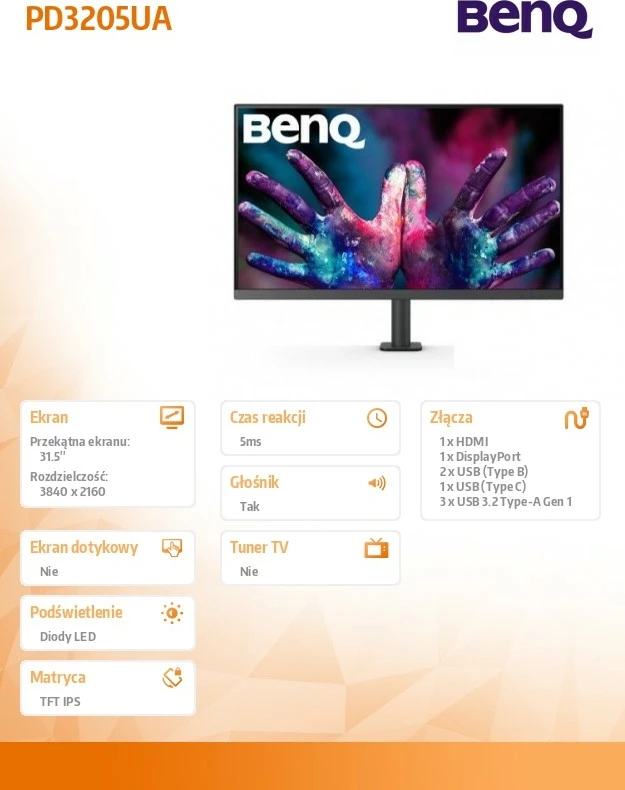 Monitor BenQ PD3205UA 31.5 inç, 4K, IPS, i zi