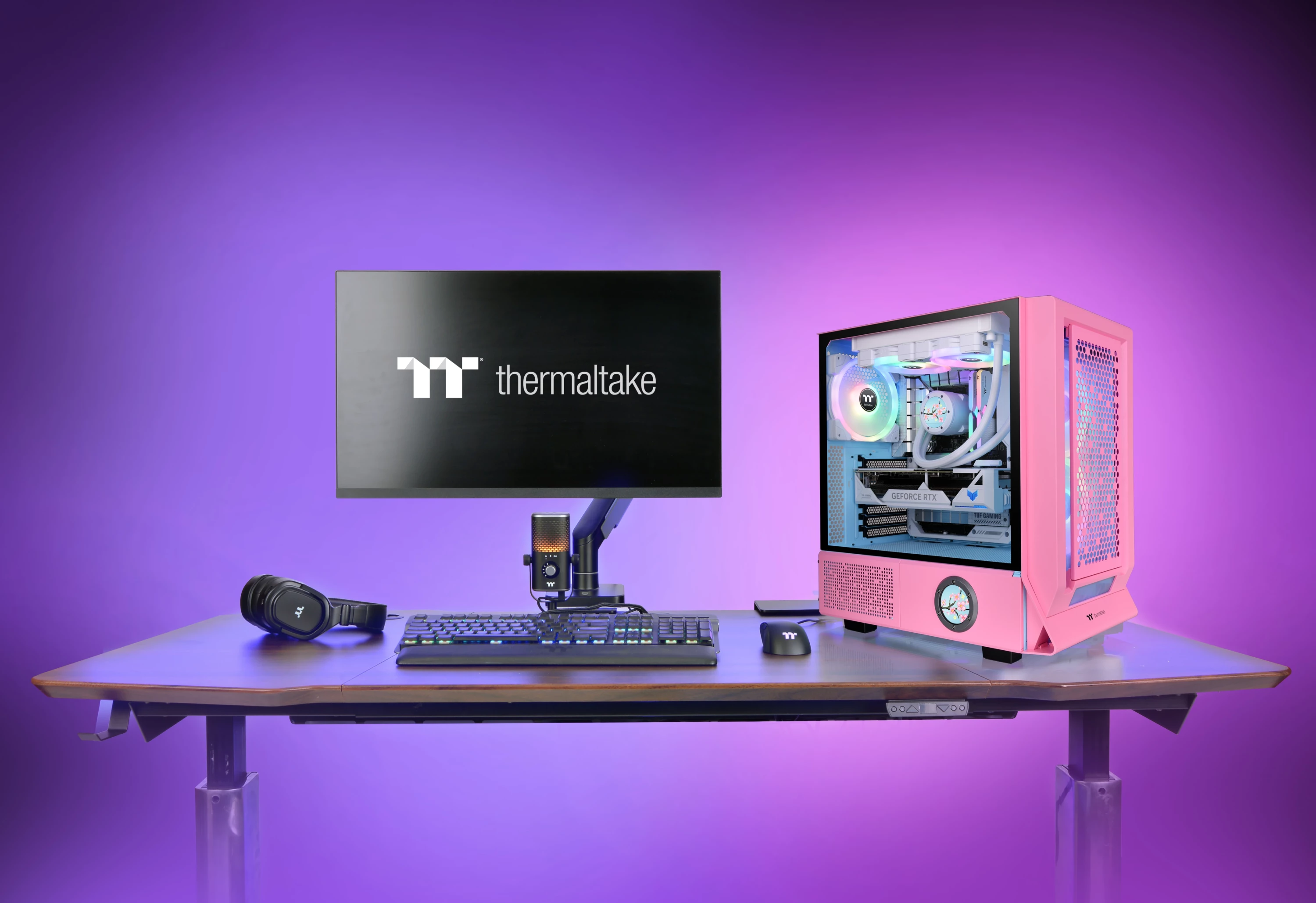 Kasë Thermaltake Ceres 350 MX Bubble Pink, Midi Tower, RGB, xham i temperuar, rozë