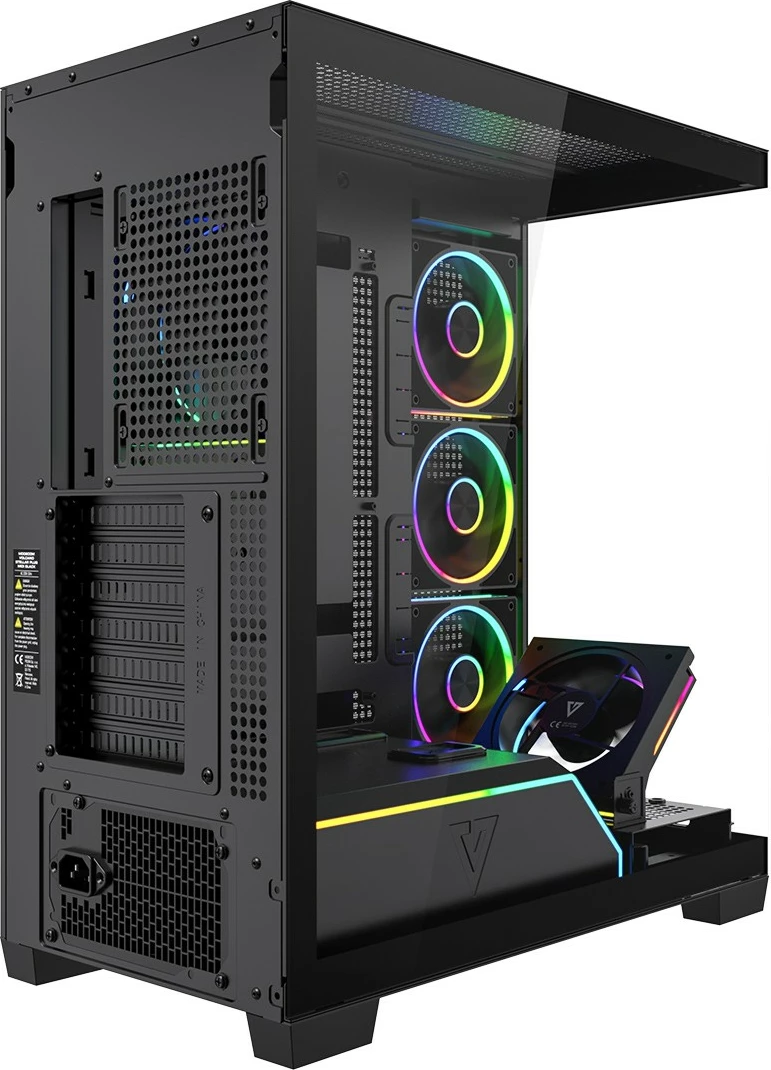 Kasë MODECOM Volcano Stellar Plus ARGB Midi 5F (AT-STELLAR-PLUS-5F-ARGB-10), ATX/mATX/ITX, 5x 120 mm ARGB, USB-C, xham i temperuar, e zezë