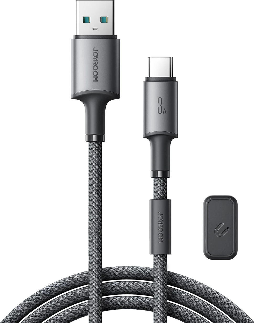 Kabllo Joyroom S-A50 Unlimited Series, USB-A në USB-C, 1.2m, 3A, me organizues magnetik, Gri