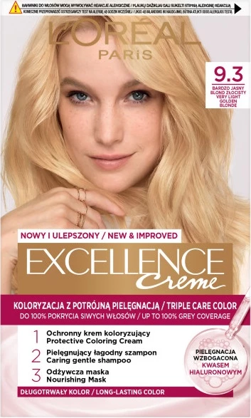 Ngjyrë për flokë L'Oreal Paris Excellence Creme 9.3 Very Light Blonde Golden për femra