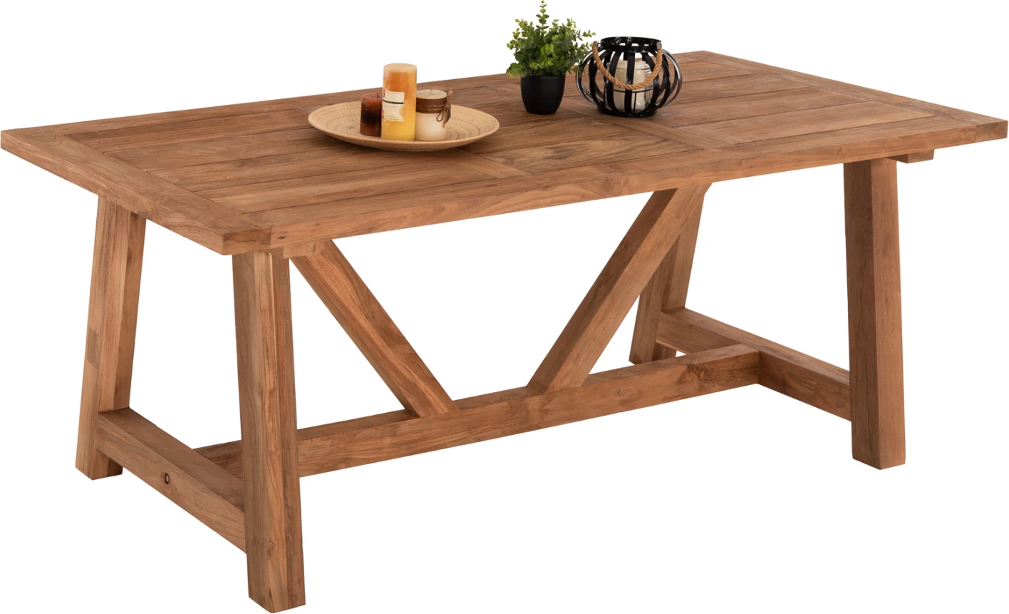 Tavolinë ngrënieje, dru TEAK i ricikluar, ngjyrë natyrale, 200x90x75H cm